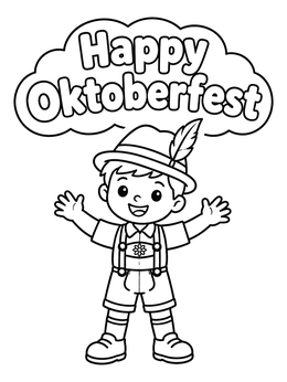 Free printable Happy Boy Celebrating Oktoberfest coloring page