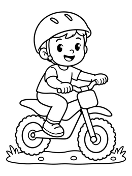 Free printable Happy Boy On A Little Dirt Bike coloring page