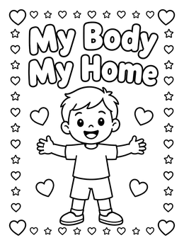 Free printable Happy Boy My Body My Home coloring page