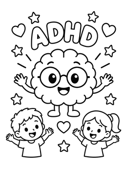 Free printable Happy Brain And Kids Adhd Awareness coloring page