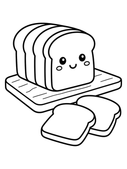 Free printable Happy Bread Loaf On Cutting Board coloring page