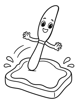 Free printable Happy Butter Knife On Toast coloring page