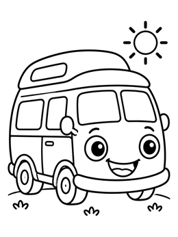 Free printable Happy Camper Van Under The Sun coloring page