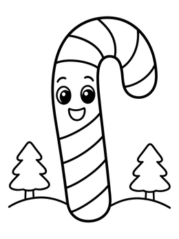 Free printable Happy Candy Cane In The Snow coloring page