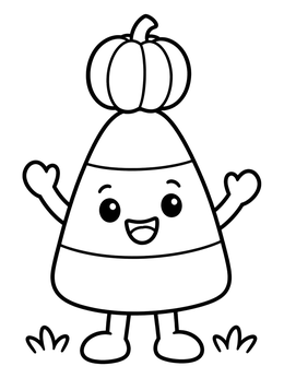 Free printable Happy Candy Corn With Pumpkin coloring page