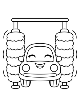 Free printable Happy Car In The Wash coloring page