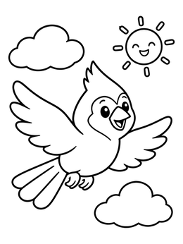 Free printable Happy Cardinal Soaring In The Sky coloring page
