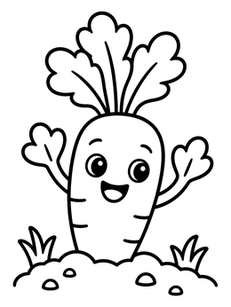 Free printable Happy Carrot Peeking From Soil coloring page