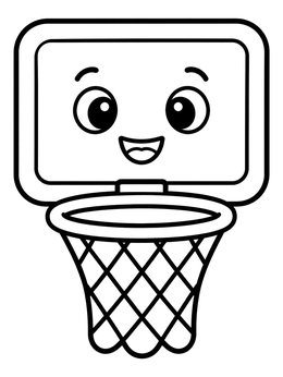 Free printable Happy Cartoon Basketball Hoop coloring page