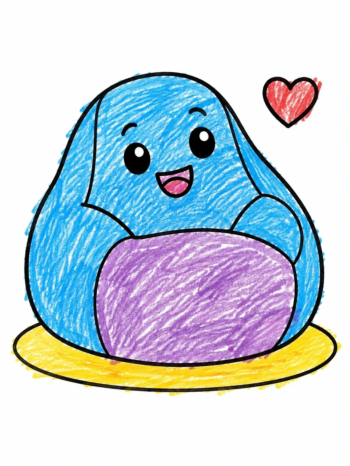 Colored example of the Happy Cartoon Beanbag Chair coloring page