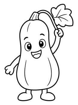 Free printable Happy Cartoon Butternut Squash coloring page
