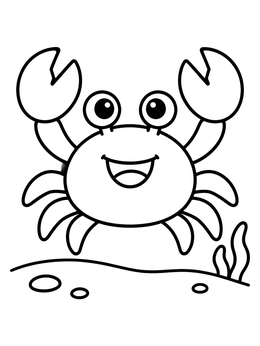 Free printable Happy Cartoon Crab Under The Sea coloring page