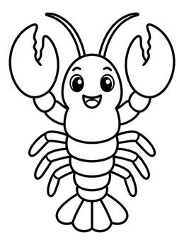 Free printable Happy Cartoon Lobster With Big Claws coloring page