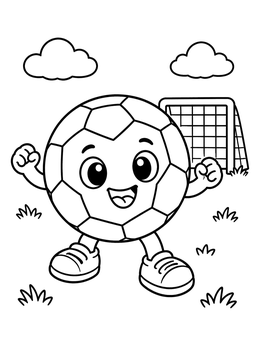 Free printable Happy Cartoon Soccer Ball Character coloring page