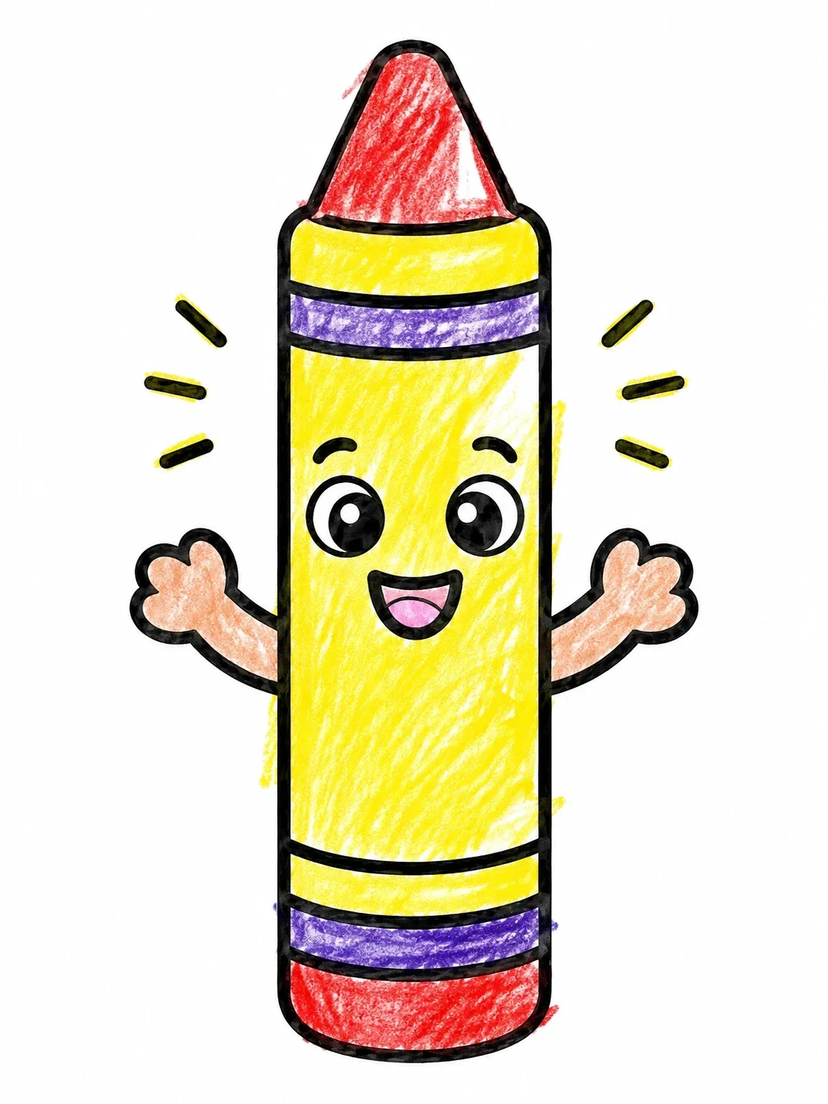 Colored example of the Happy Cartoon Wax Crayon coloring page