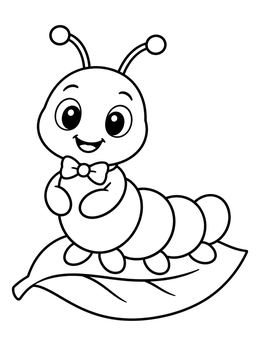 Free printable Happy Caterpillar With Bow Tie coloring page