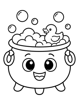 Free printable Happy Cauldron Bubble Bath coloring page