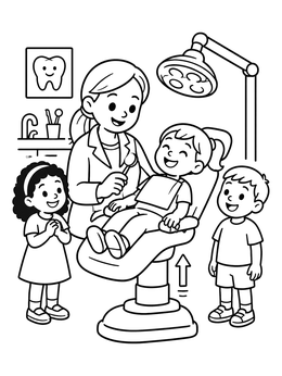 Free printable Happy Child In The Dentist Chair coloring page