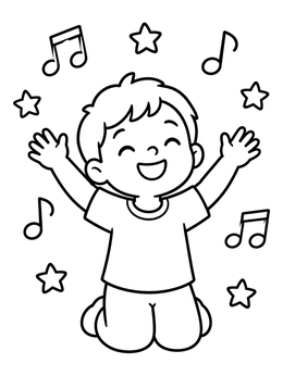 Free printable Happy Child Kneeling In Praise coloring page