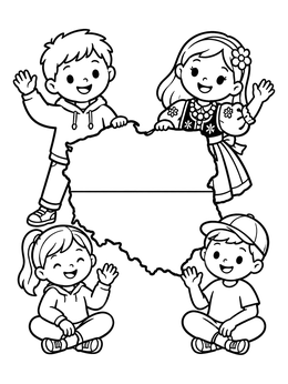Free printable Happy Children Around Poland Map coloring page