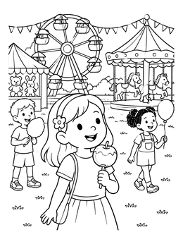 Free printable Happy Children At The Fair coloring page
