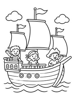 Free printable Happy Children Sailing The Mayflower coloring page