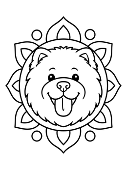 Free printable Happy Chow Chow Mandala Portrait coloring page