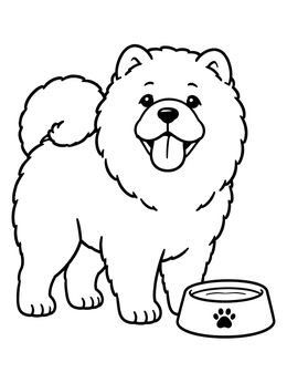 Free printable Happy Chow Chow By Water Bowl coloring page