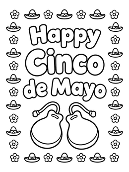 Free printable Happy Cinco De Mayo With Castanets coloring page