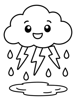 Free printable Happy Storm Cloud With Lightning coloring page