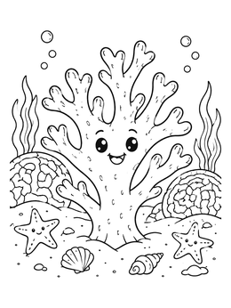 Free printable Happy Coral Under The Sea coloring page