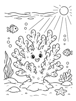 Free printable Happy Coral Under The Sun coloring page