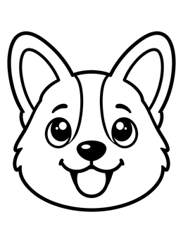 Free printable Happy Corgi Puppy Face coloring page