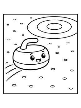 Free printable Happy Curling Stone On Ice coloring page