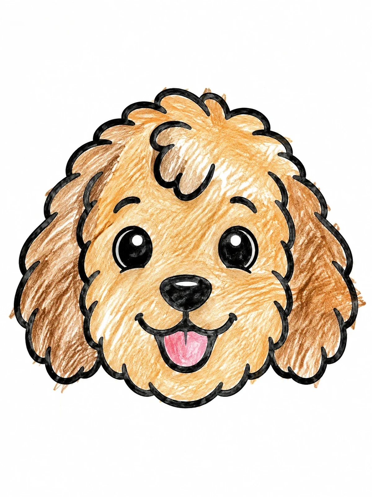 Colored example of the Happy Curly Labradoodle Face coloring page