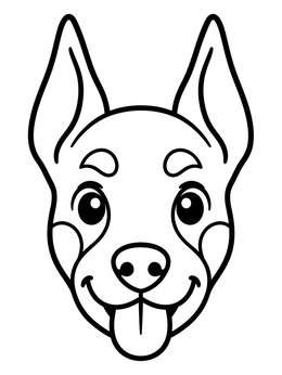 Free printable Happy Doberman Pinscher Puppy Face coloring page