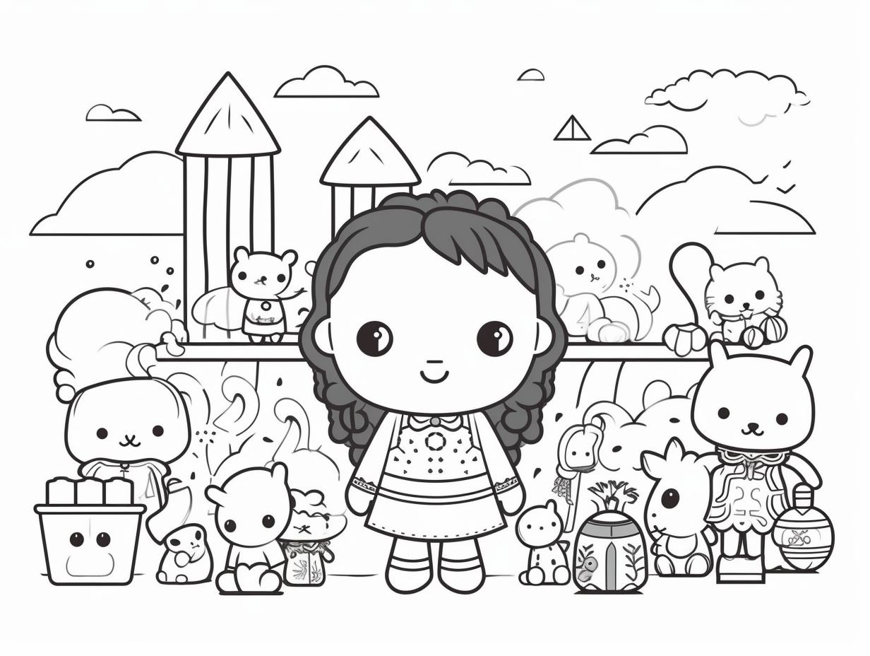 Happy Doll Coloring Page - Coloring Page