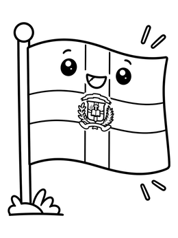 Free printable Happy Dominican Republic Flag coloring page