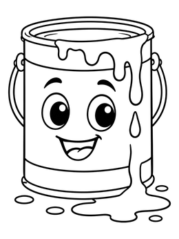 Free printable Happy Dripping Paint Can coloring page