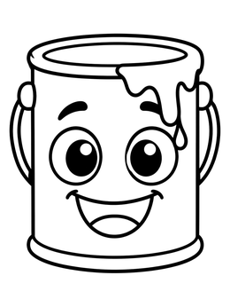 Free printable Happy Dripping Paint Can coloring page