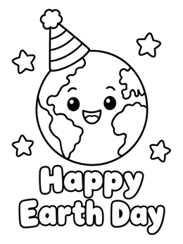 Free printable Happy Earth Day Party Globe coloring page
