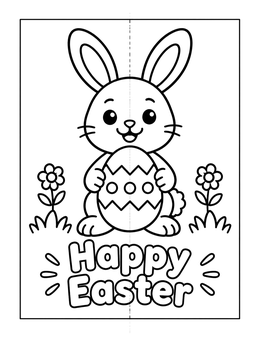 Free printable Happy Easter Bunny Card Template coloring page