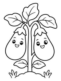 Free printable Happy Eggplants On The Plant coloring page