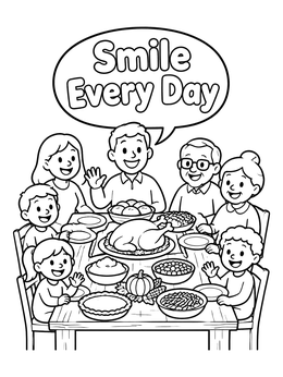 Free printable Family Dinner Smile Every Day coloring page