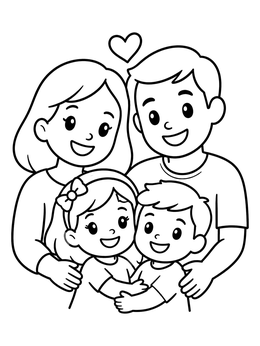 Free printable Happy Family Hug coloring page