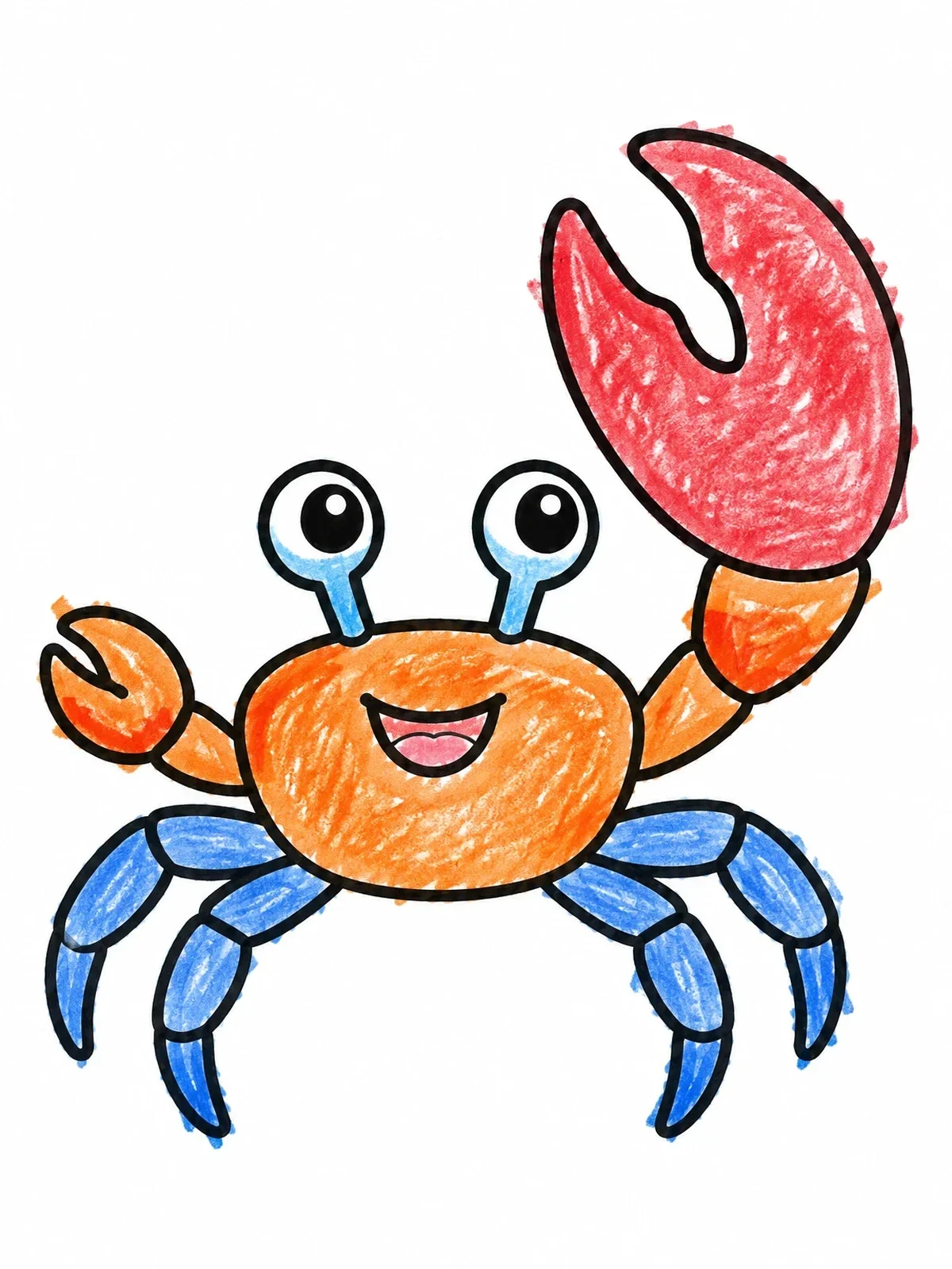 Colored example of the Happy Fiddler Crab With Big Claw coloring page