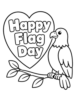 Free printable Happy Flag Day Eagle On Branch coloring page