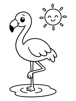 Free printable Happy Flamingo Under The Sun coloring page