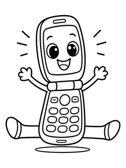 Free printable Happy Flip Phone Doing Splits coloring page