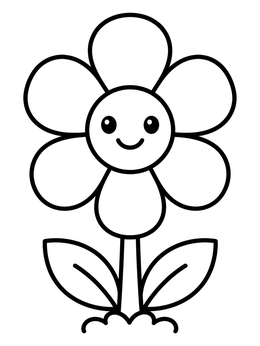 Free printable Happy Flower With Big Petals coloring page